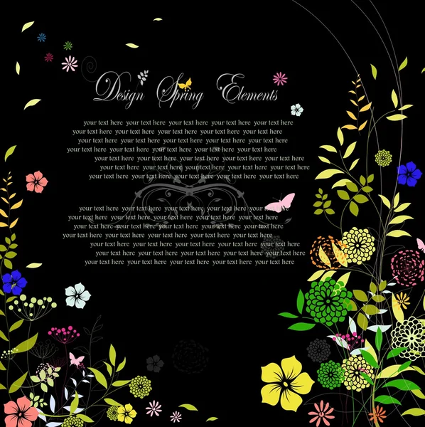 Fondo de primavera de flores con texto para su diseño — Vector de stock