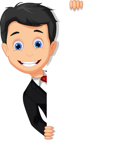 Business man cartoon bedrijf leeg teken — Stockvector