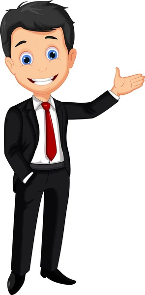 Business man cartoon presenteren — Stockvector