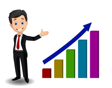 iş adam karikatür grafik ile sunulması