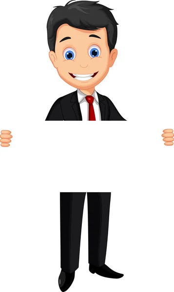 Business man cartoon holding blank sign — Stock Vector