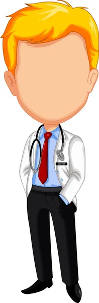 Médecin dessin animé posant sans visage — Image vectorielle
