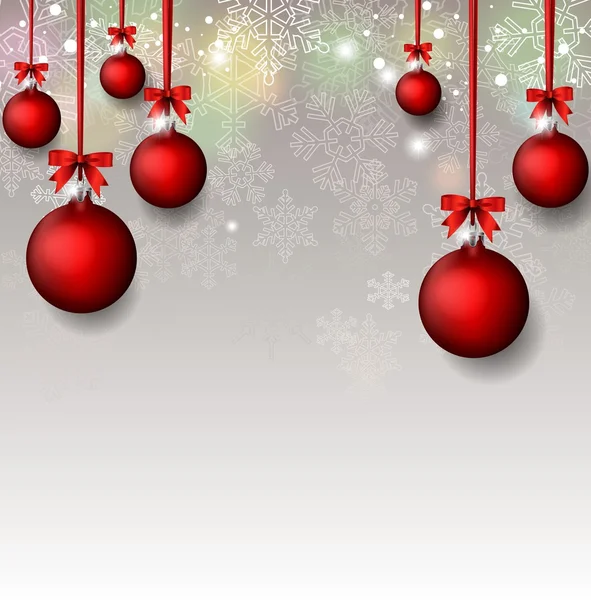 Рождественский фон с красными безделушками — стоковый вектор