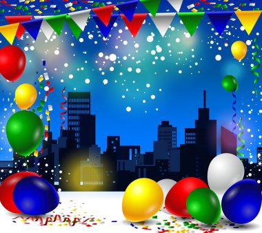 doğum günü ve arka plan balon güzellik gece kenti