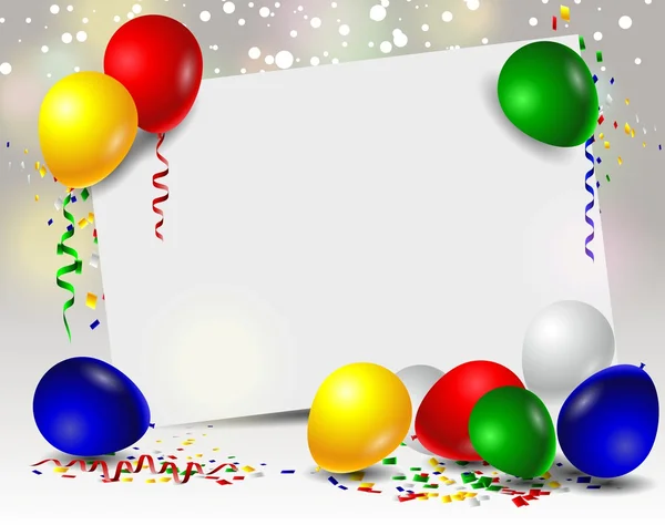 用气球和空白标牌的生日 — 图库矢量图片