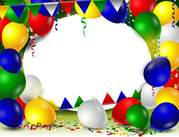 Geburtstag mit Luftballons und leerem Schild — Stockvektor