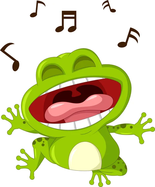 Drôle grenouille dessin animé chant — Image vectorielle