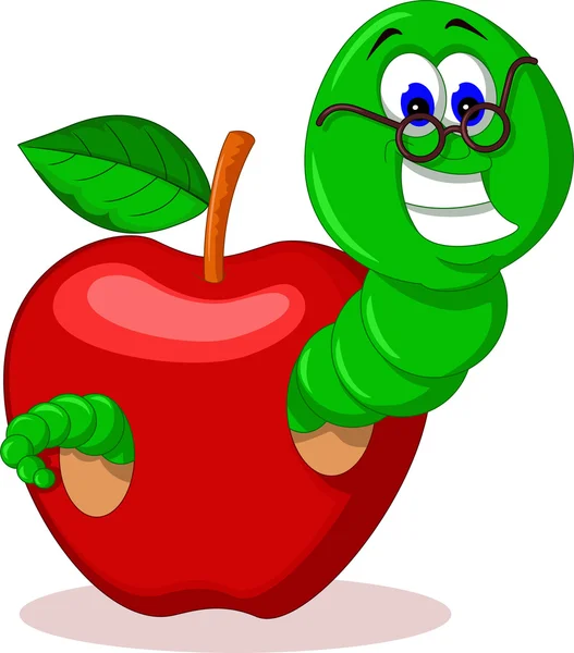 Gąsienica i jabłko — Wektor stockowy
