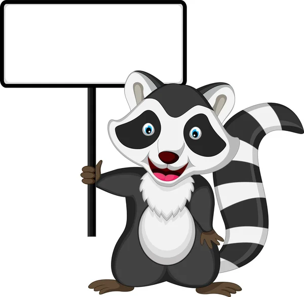 Raccoon cartoon posing with blank sign — Stock Vector