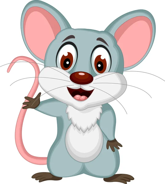 Feliz ratón de dibujos animados posando — Vector de stock