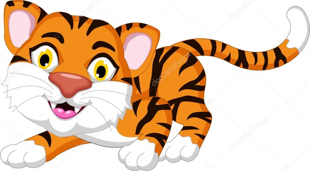 Funny tiger cartoon posing