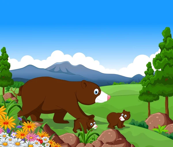 Medvěd hnědý kreslený — Stockový vektor