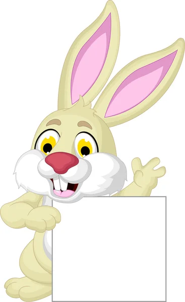 Kreslený králík pózuje s prázdný znak — Stockový vektor