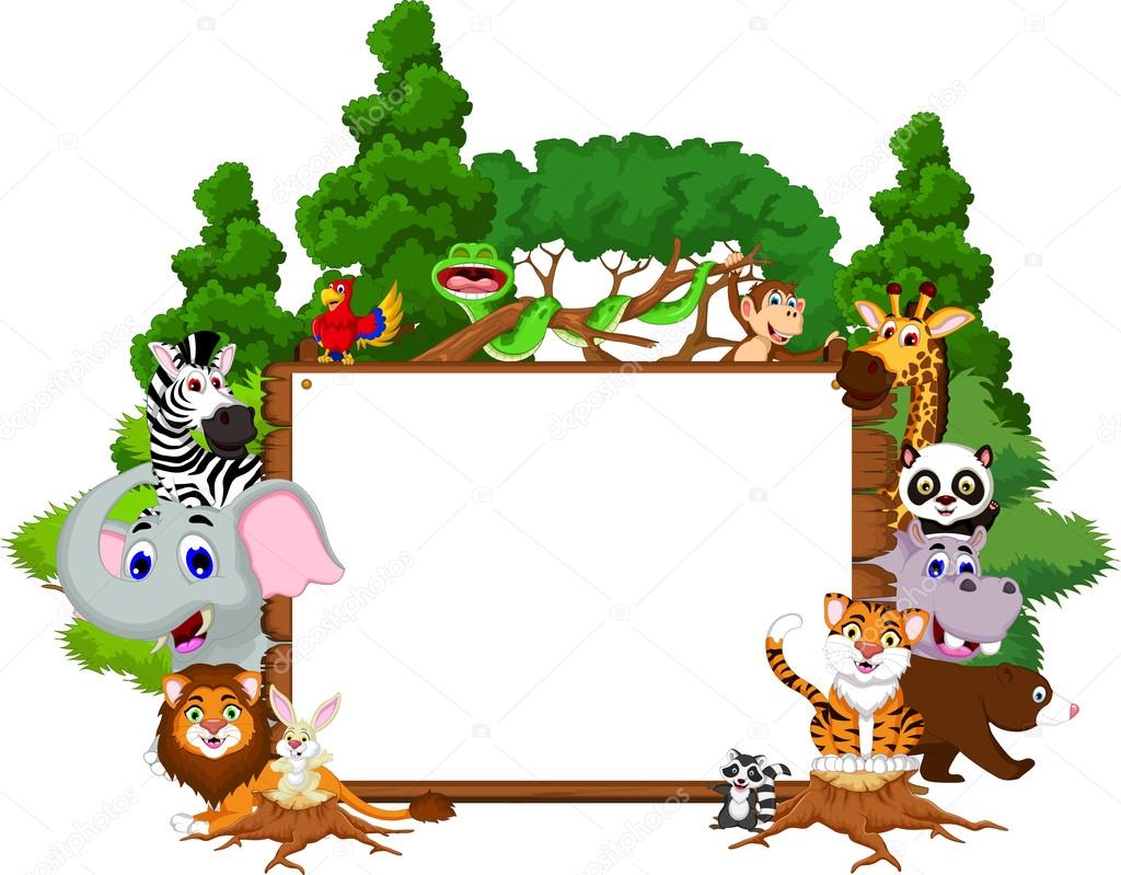 Animal cartoon collection with blank board and tropical forest background Stock Vector Image by ©starlight789 #67226969 Animal cartoon collection with blank board and tropical forest background Stock Vector Image by ©starlight789 #67226969