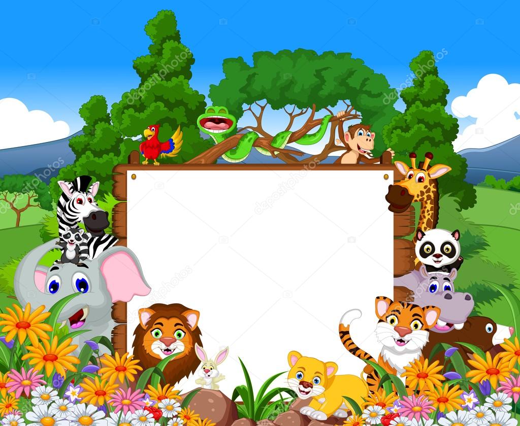 Animal cartoon with blank sign and tropical forest background Stock Vector Image by ©starlight789 #67226981 Animal cartoon with blank sign and tropical forest background Stock Vector Image by ©starlight789 #67226981