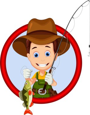 Çizgi film balıkçı ve balık