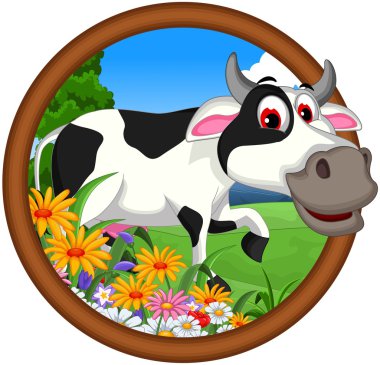 Cow cartoon posing clipart