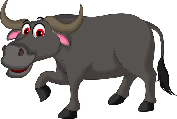 Schattig buffalo cartoon poseren voor u ontwerpen — Stockvector