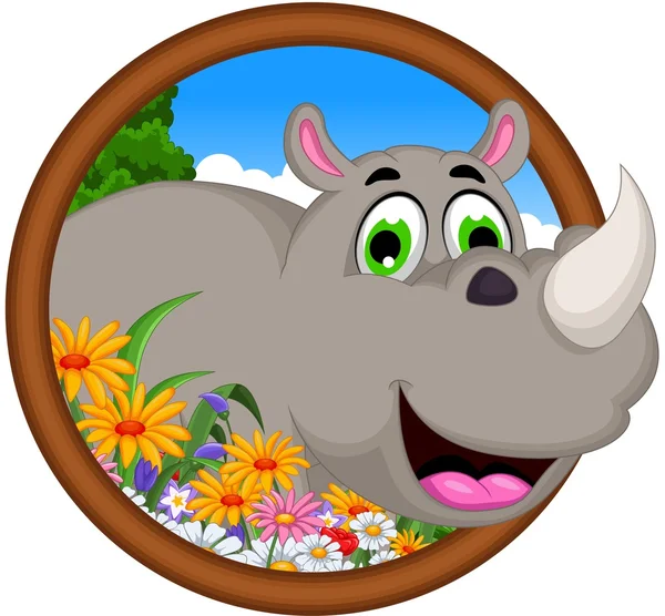 Cartoon rhino voor u ontwerpen — Stockvector