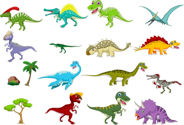 Dinosaurio colección de dibujos animados conjunto para usted diseño — Vector de stock