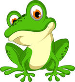 lustige grüne Frosch-Karikatur sitzt