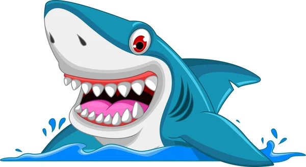 Angry shark cartoon — Stock Vector