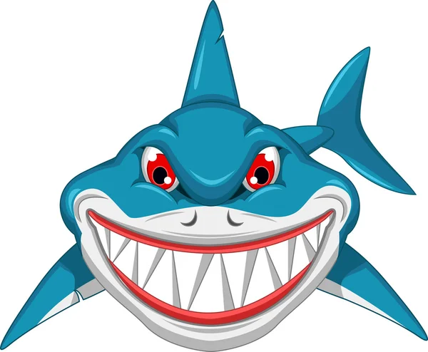 Desenhos animados de tubarão zangado —  Vetores de Stock