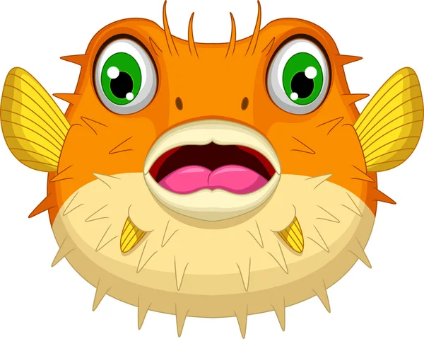 Cute Blowfish or diodon holocanthus cartoon — Stock Vector