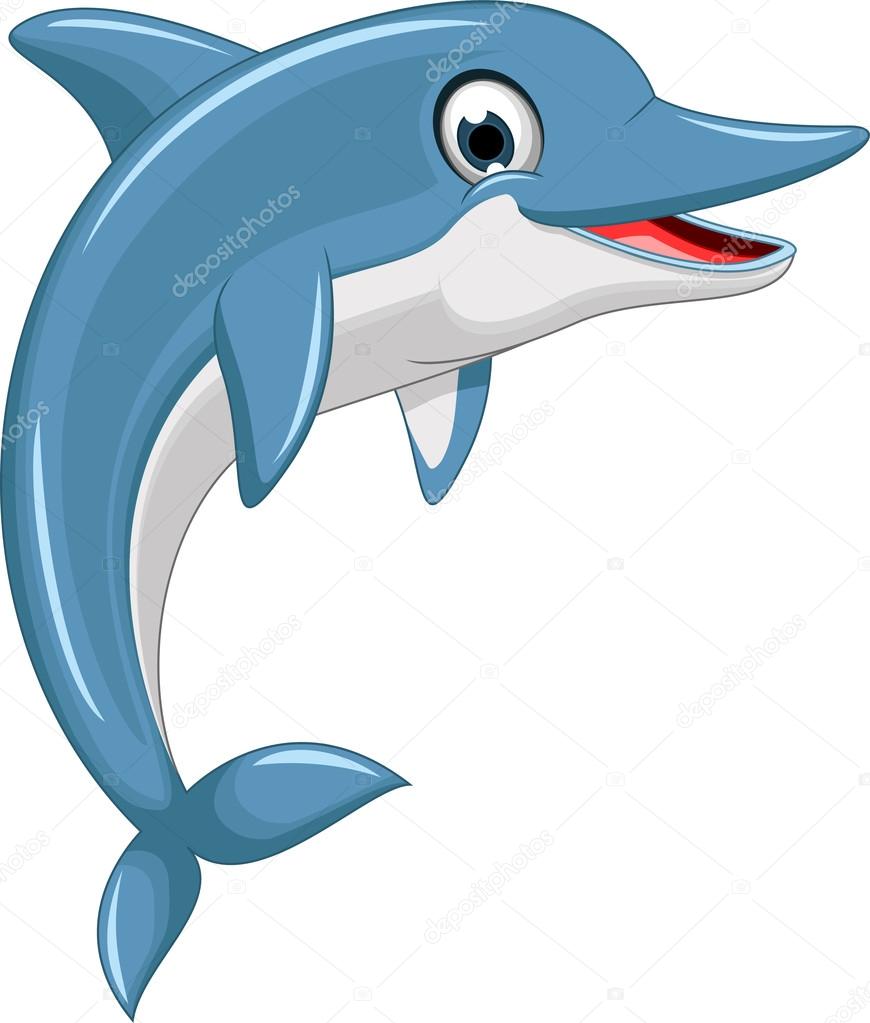 Dibujos animados de delfines imágenes de stock de arte vectorial |  Depositphotos