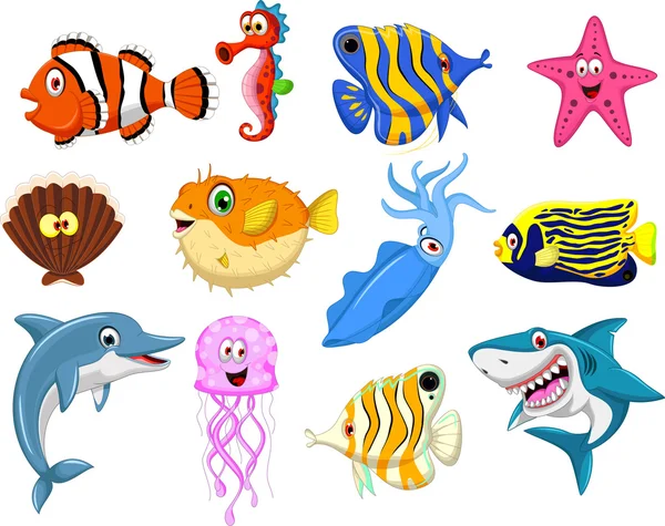 Sea life cartoon collection — Stock Vector