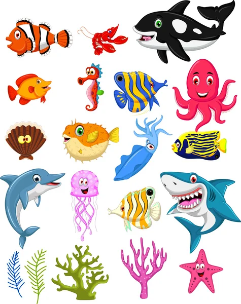 Sea life cartoon collection — Stock Vector