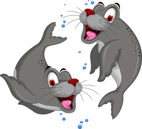 Leuk paar Seal cartoon — Stockvector