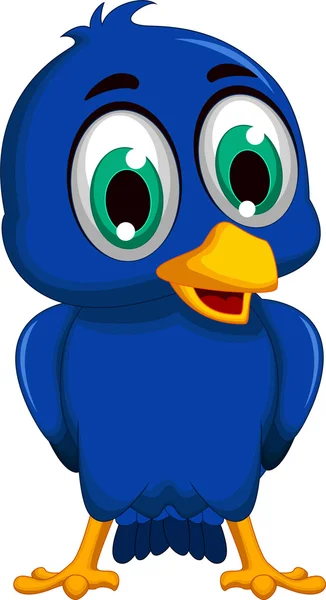 Eine blaue Vogel-Cartoon-Figur — Stockvektor