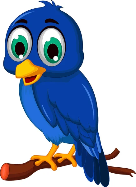 Eine blaue Vogel-Cartoon-Figur — Stockvektor