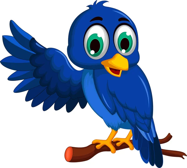 Bir mavi kuş çizgi film karakteri — Stok Vektör