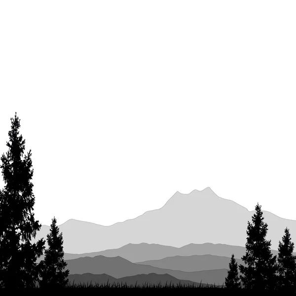 Fondo natural con bosque de pinos — Vector de stock