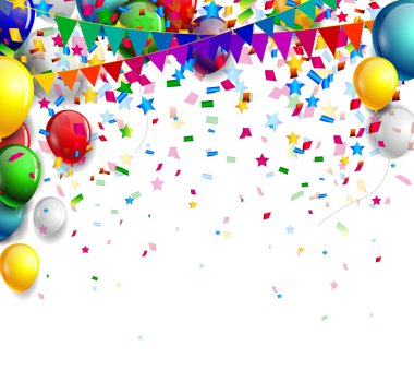 Beyaz arka plan üzerinde renkli balon doğum günü