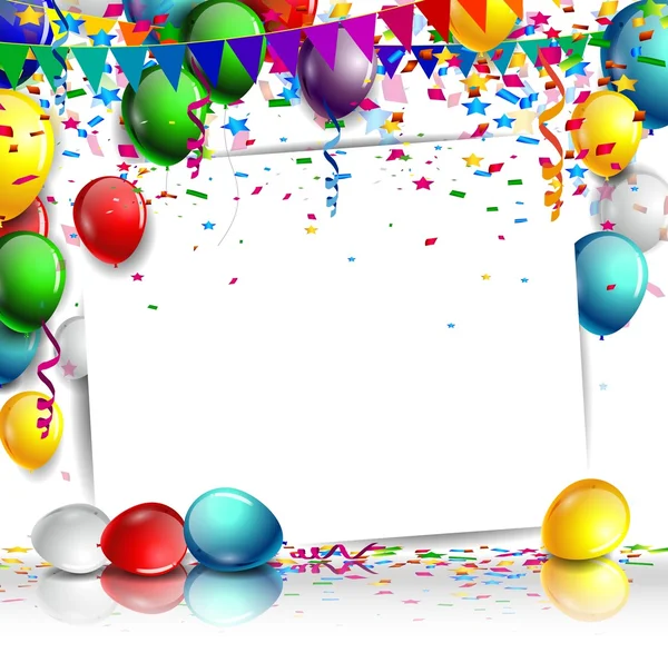在白色背景的彩色气球的生日 — 图库矢量图片