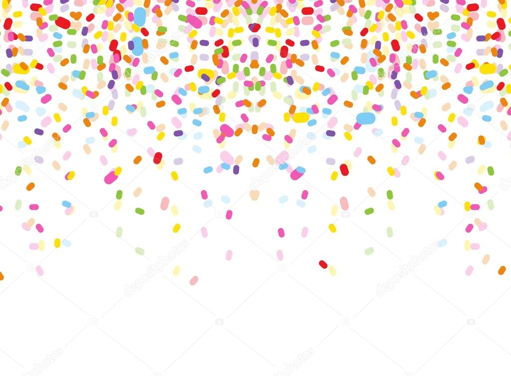 Colorful confetti on white background