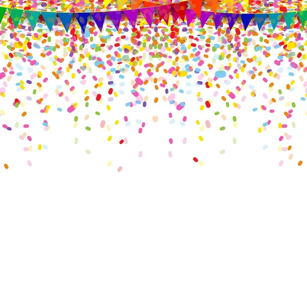 Kleurrijke confetti op witte achtergrond — Stockvector