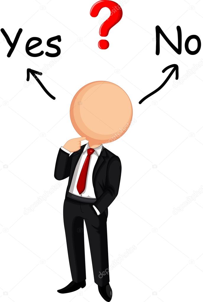 businessman confused choose yes or no
