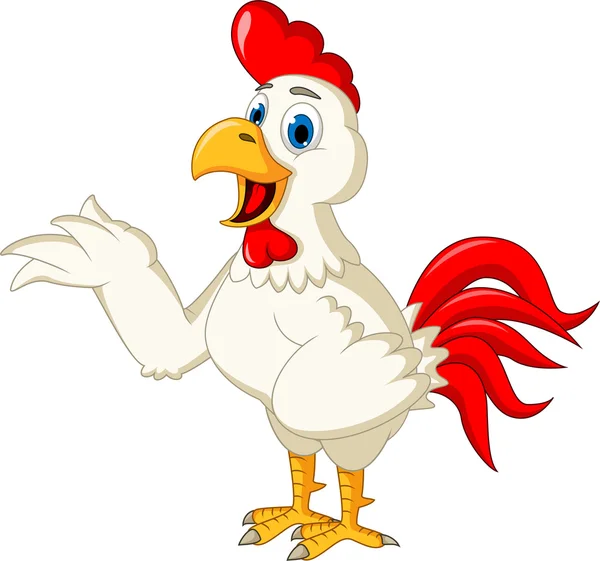Happy cartoon rooster waving — Stock Vector