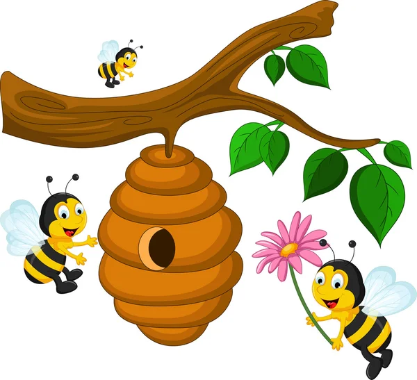 Bee cartoons flying — Stock Vector