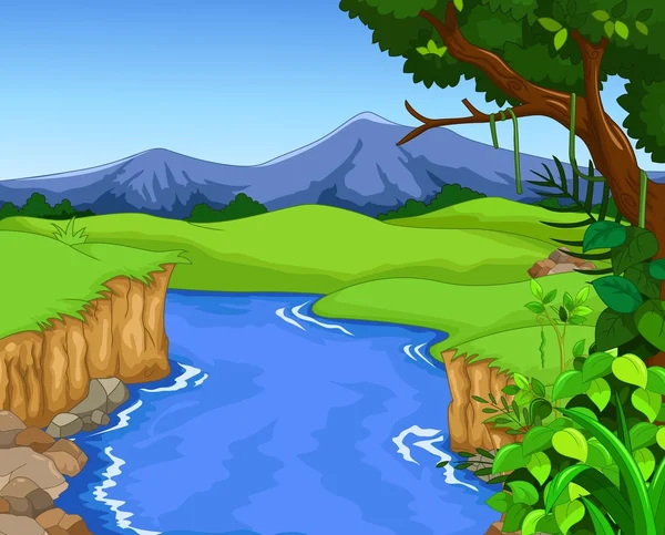 Forêt verte pour vous conception avec rivière — Image vectorielle
