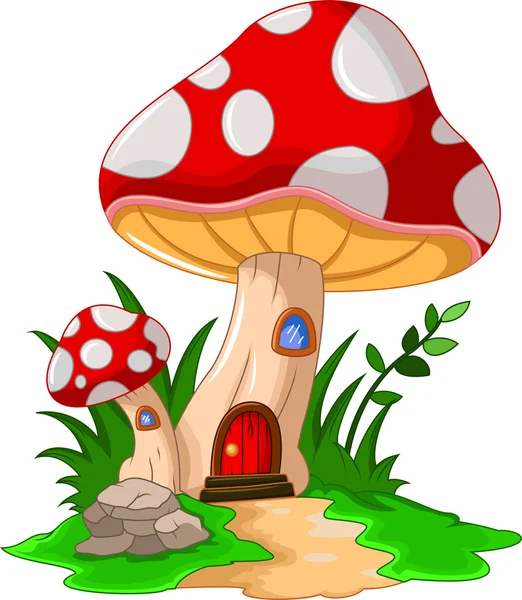 Мультфильм грибной дом для вас дизайн — стоковый вектор