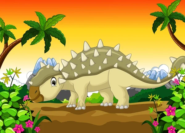 Динозавр Ankylosaurus мультфільм для вашого дизайну — стоковий вектор