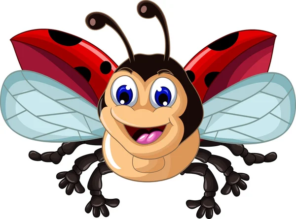 Komik küçük uğur böceği karikatür tarzı tasarım için — Stok Vektör