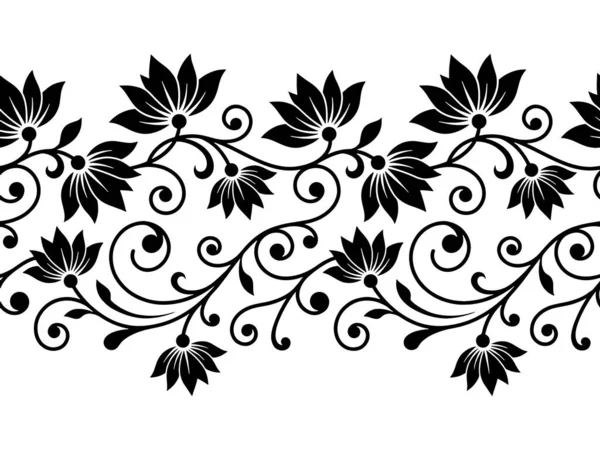 Çiçekleri açan ve yaprakları kıvrılan zarif siyah asma siluetleri. Düğün davetiyeleri, sayfa kenarlıkları, duvar çıkartmaları ve dekoratif lazer kesimi için mükemmel..