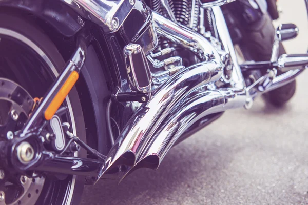Vintage close up of motorcycle exhaust, — Stock Photo, Image