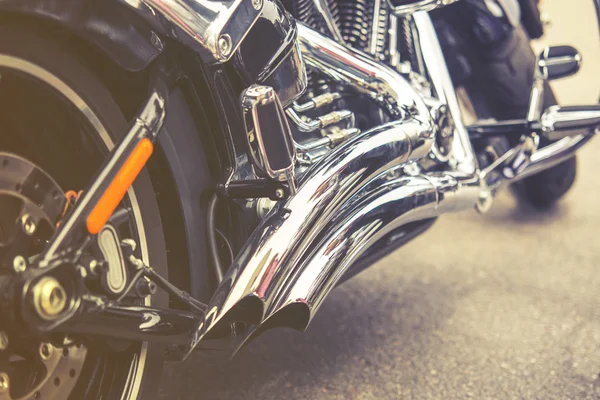 Vintage close up of motorcycle exhaust, — Stock Photo, Image